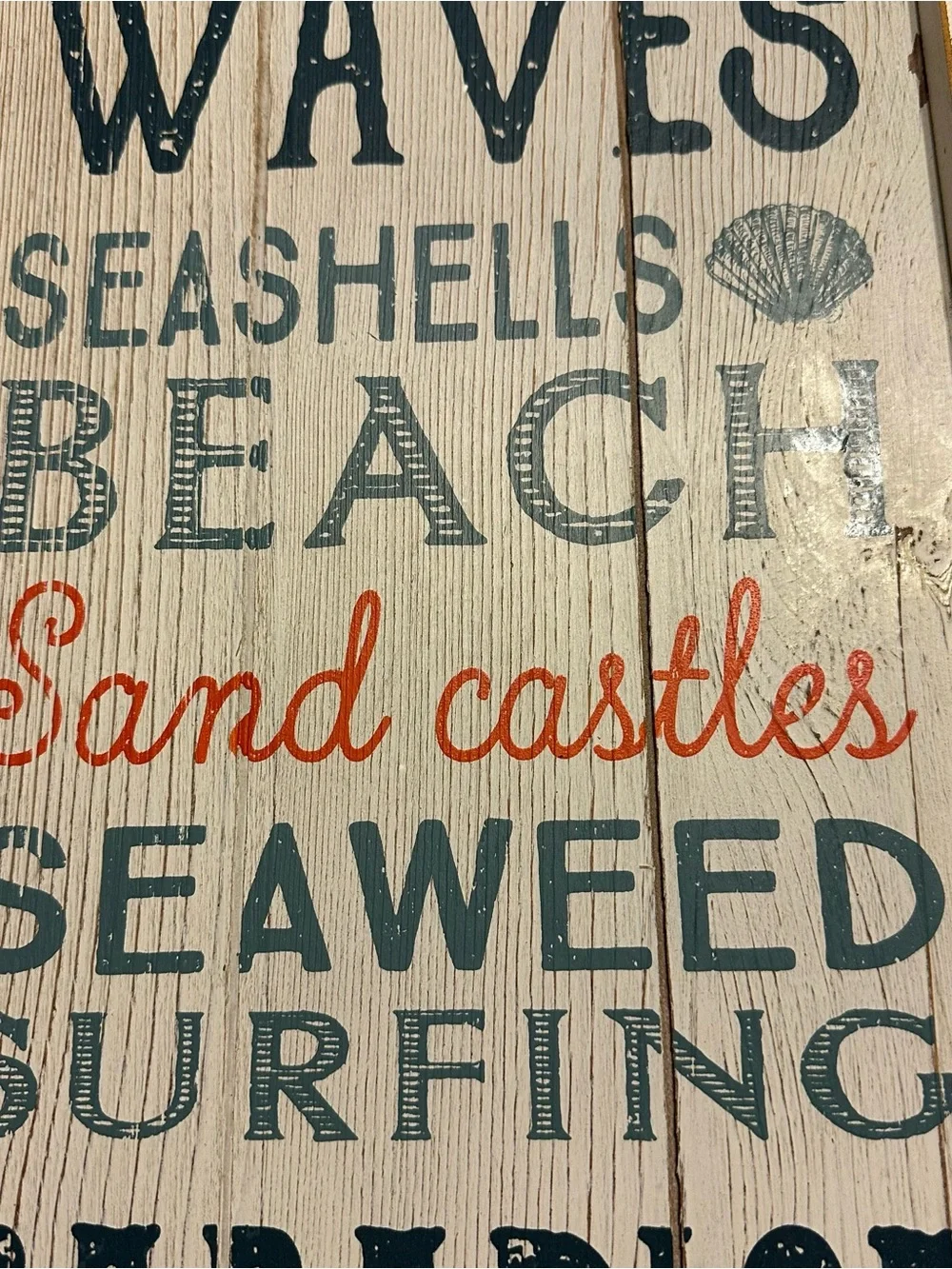 Beach/Coastal Word Art Sign in Blue and Coral